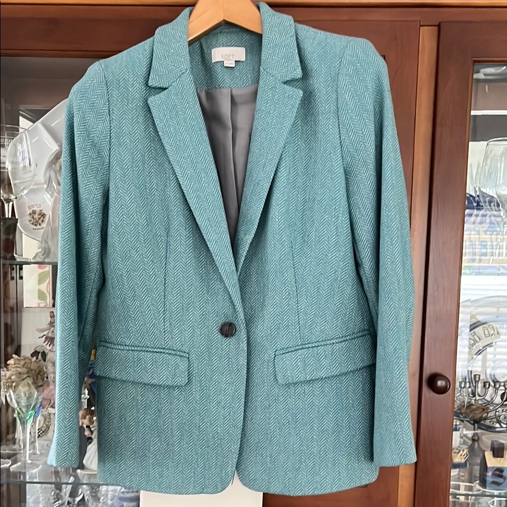 LOFT Blue Tailored Blazer with Notched Lapels